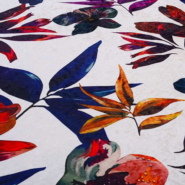 British Designed Printed Tropical Colour Floral Leaf Design Printed On Luxury Crushed Velvet - Roman Blinds