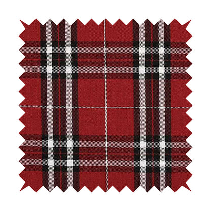 Louise Scottish Inspired Tartan Design Chenille Upholstery Fabric Red Colour