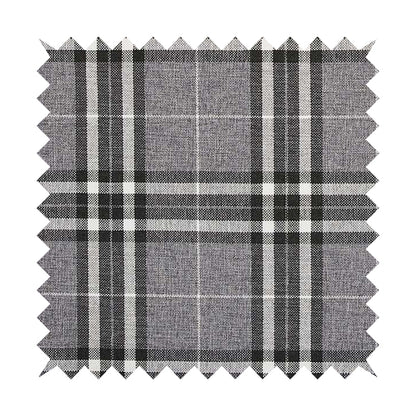 Louise Scottish Inspired Tartan Design Chenille Upholstery Fabric Light Grey Colour - Roman Blinds