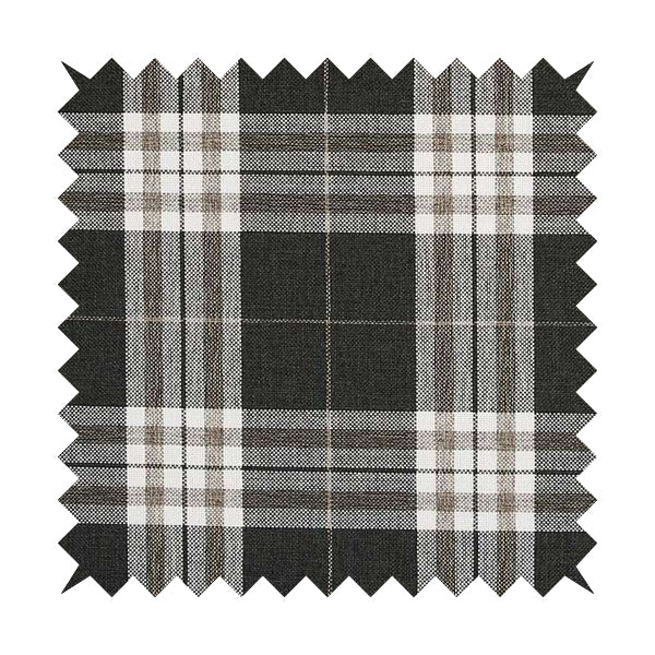 Louise Scottish Inspired Tartan Design Chenille Upholstery Fabric Black Colour - Roman Blinds