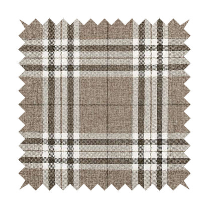 Louise Scottish Inspired Tartan Design Chenille Upholstery Fabric Light Brown Colour - Handmade Cushions