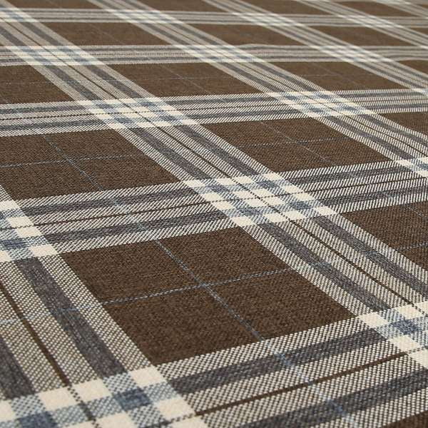 Louise Scottish Inspired Tartan Design Chenille Upholstery Fabric Brown Colour - Handmade Cushions