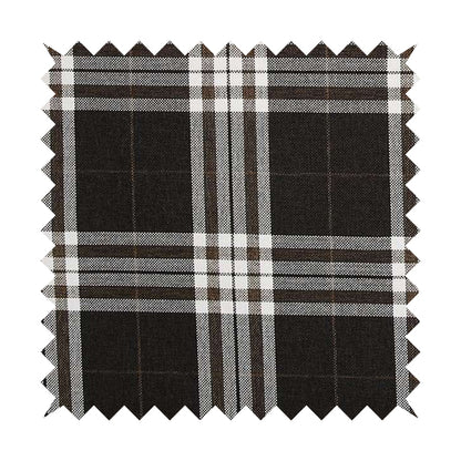 Louise Scottish Inspired Tartan Design Chenille Upholstery Fabric Chocolate Colour - Roman Blinds