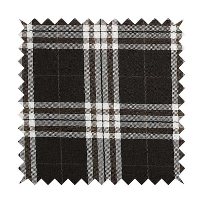 Louise Scottish Inspired Tartan Design Chenille Upholstery Fabric Chocolate Colour - Made To Measure Curtains