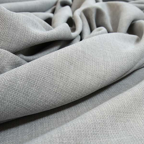 Ludlow Linen Effect Designer Chenille Upholstery Fabric In Silver Colour - Roman Blinds