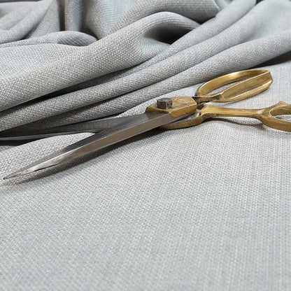 Ludlow Linen Effect Designer Chenille Upholstery Fabric In Silver Colour - Made To Measure Curtains