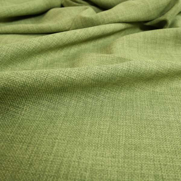 Ludlow Linen Effect Designer Chenille Upholstery Fabric In Lime Green Colour