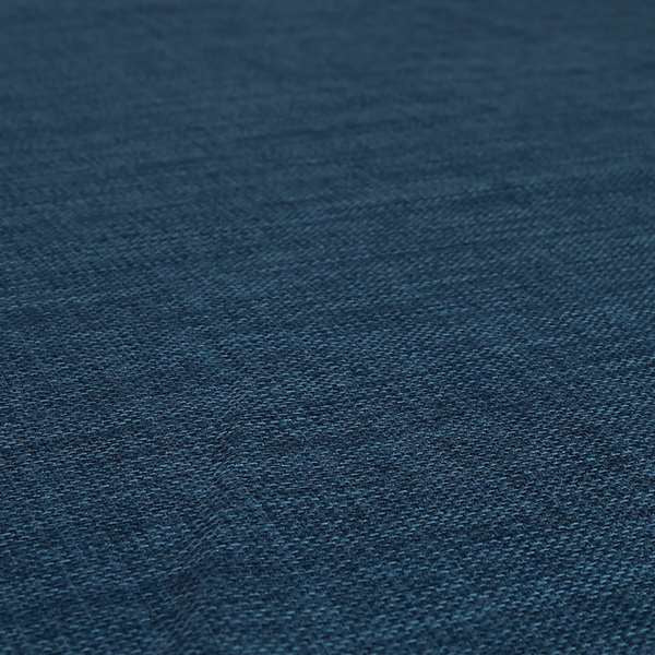 Ludlow Linen Effect Designer Chenille Upholstery Fabric In Navy Blue Colour - Roman Blinds