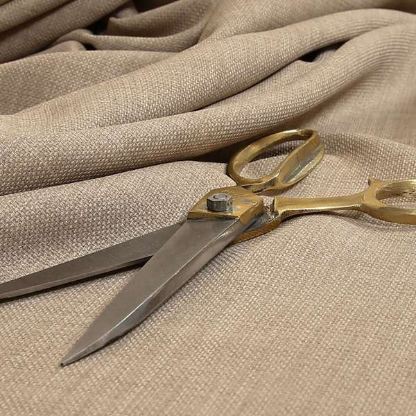 Ludlow Linen Effect Designer Chenille Upholstery Fabric In Cream Beige Colour - Roman Blinds