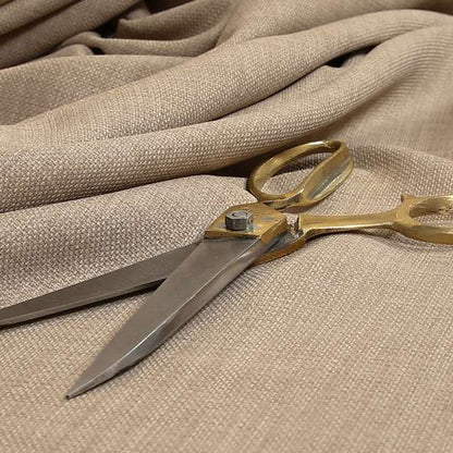 Ludlow Linen Effect Designer Chenille Upholstery Fabric In Cream Beige Colour - Made To Measure Curtains