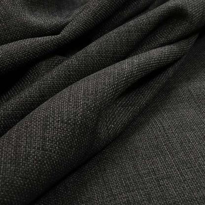 Ludlow Linen Effect Designer Chenille Upholstery Fabric In Charcoal Grey Colour