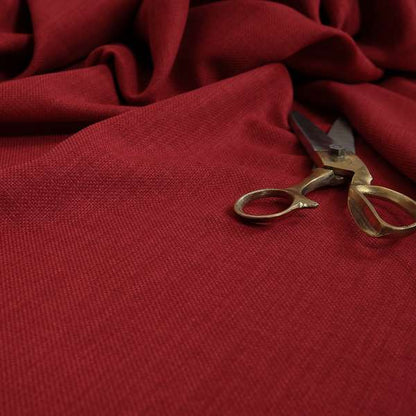 Ludlow Linen Effect Designer Chenille Upholstery Fabric In Red Colour