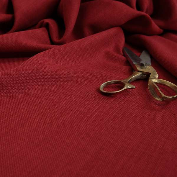 Ludlow Linen Effect Designer Chenille Upholstery Fabric In Red Colour - Made To Measure Curtains