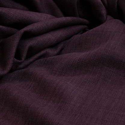 Ludlow Linen Effect Designer Chenille Upholstery Fabric In Wine Plum Colour - Roman Blinds