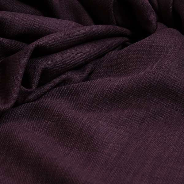 Ludlow Linen Effect Designer Chenille Upholstery Fabric In Wine Plum Colour - Made To Measure Curtains