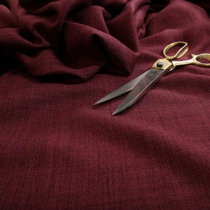 Ludlow Linen Effect Designer Chenille Upholstery Fabric In Wine Plum Colour - Handmade Cushions