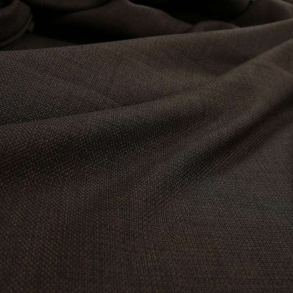 Ludlow Linen Effect Designer Chenille Upholstery Fabric In Brown Colour - Made To Measure Curtains