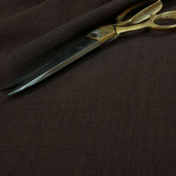 Ludlow Linen Effect Designer Chenille Upholstery Fabric In Brown Colour - Roman Blinds