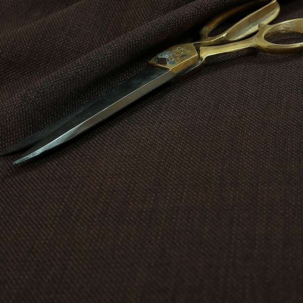 Ludlow Linen Effect Designer Chenille Upholstery Fabric In Brown Colour - Made To Measure Curtains