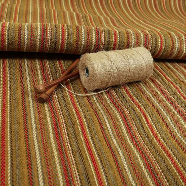 Luther Striped Pattern Yellow Coloured Durable Chenille Material Upholstery Fabric - Made To Measure Curtains