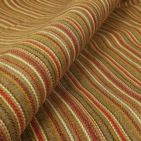 Luther Striped Pattern Yellow Coloured Durable Chenille Material Upholstery Fabric - Made To Measure Curtains