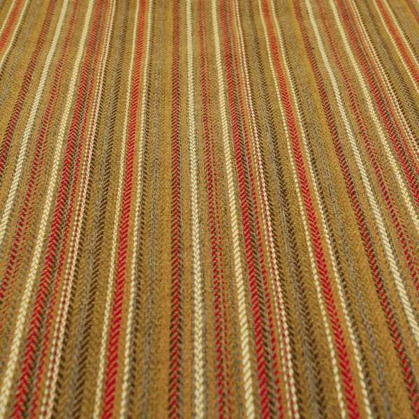 Luther Striped Pattern Yellow Coloured Durable Chenille Material Upholstery Fabric - Made To Measure Curtains