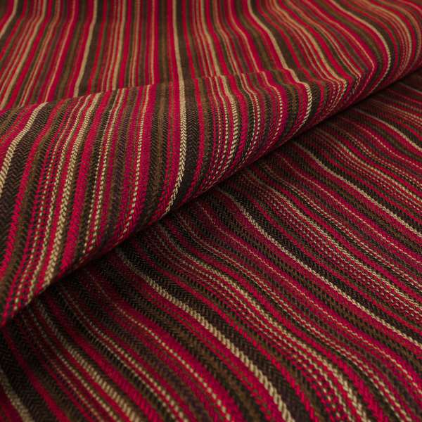 Luther Striped Pattern Brown Coloured Durable Chenille Material Upholstery Fabric - Handmade Cushions