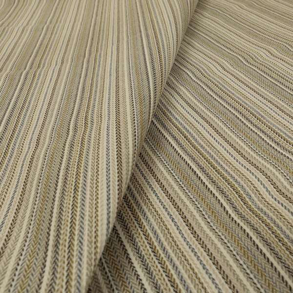 Luther Striped Pattern Cream Beige Coloured Durable Chenille Material Upholstery Fabric - Made To Measure Curtains