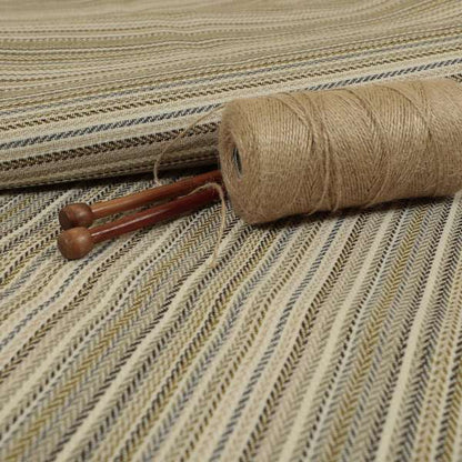 Luther Striped Pattern Cream Beige Coloured Durable Chenille Material Upholstery Fabric - Made To Measure Curtains