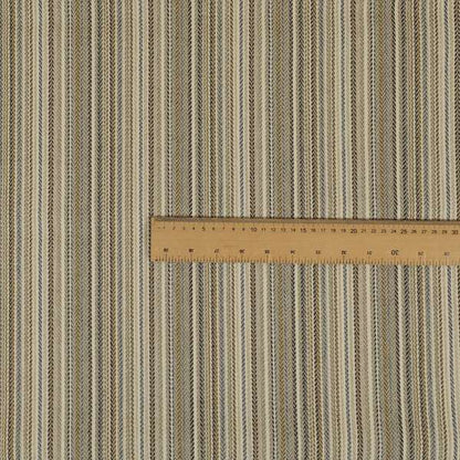 Luther Striped Pattern Cream Beige Coloured Durable Chenille Material Upholstery Fabric - Roman Blinds
