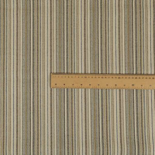 Luther Striped Pattern Cream Beige Coloured Durable Chenille Material Upholstery Fabric - Made To Measure Curtains