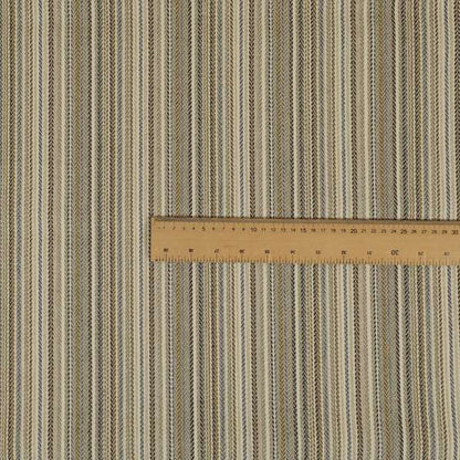 Luther Striped Pattern Cream Beige Coloured Durable Chenille Material Upholstery Fabric - Made To Measure Curtains