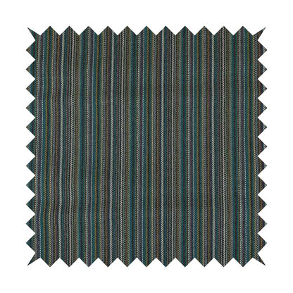 Luther Striped Pattern Grey Blue Coloured Durable Chenille Material Upholstery Fabric - Made To Measure Curtains