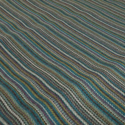 Luther Striped Pattern Grey Blue Coloured Durable Chenille Material Upholstery Fabric - Made To Measure Curtains