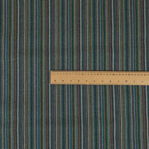 Luther Striped Pattern Grey Blue Coloured Durable Chenille Material Upholstery Fabric - Made To Measure Curtains