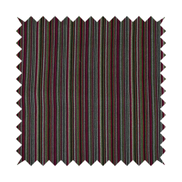 Luther Striped Pattern Black Green Coloured Durable Chenille Material Upholstery Fabric - Made To Measure Curtains