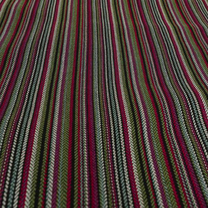 Luther Striped Pattern Black Green Coloured Durable Chenille Material Upholstery Fabric - Roman Blinds