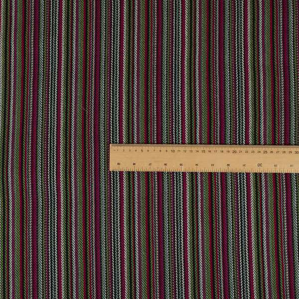 Luther Striped Pattern Black Green Coloured Durable Chenille Material Upholstery Fabric - Made To Measure Curtains