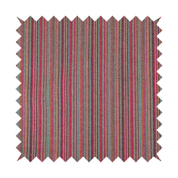 Luther Striped Pattern Grey Silver Red Coloured Durable Chenille Material Upholstery Fabric - Made To Measure Curtains