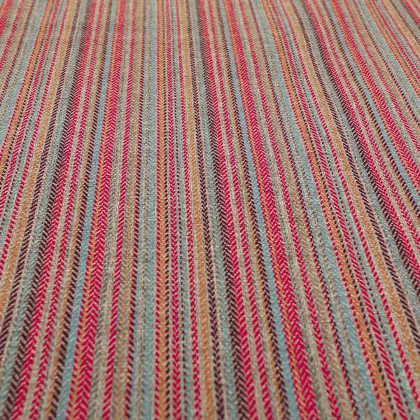 Luther Striped Pattern Grey Silver Red Coloured Durable Chenille Material Upholstery Fabric - Made To Measure Curtains