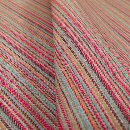 Luther Striped Pattern Grey Silver Red Coloured Durable Chenille Material Upholstery Fabric - Roman Blinds