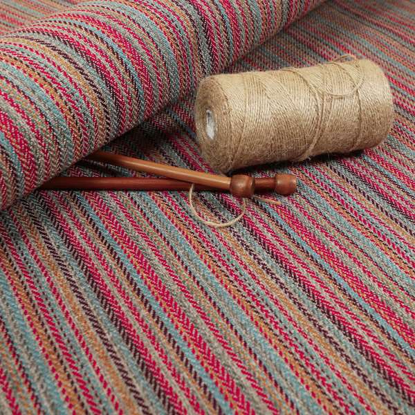 Luther Striped Pattern Grey Silver Red Coloured Durable Chenille Material Upholstery Fabric - Handmade Cushions