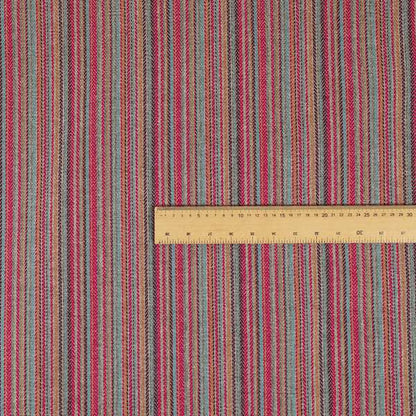 Luther Striped Pattern Grey Silver Red Coloured Durable Chenille Material Upholstery Fabric - Made To Measure Curtains