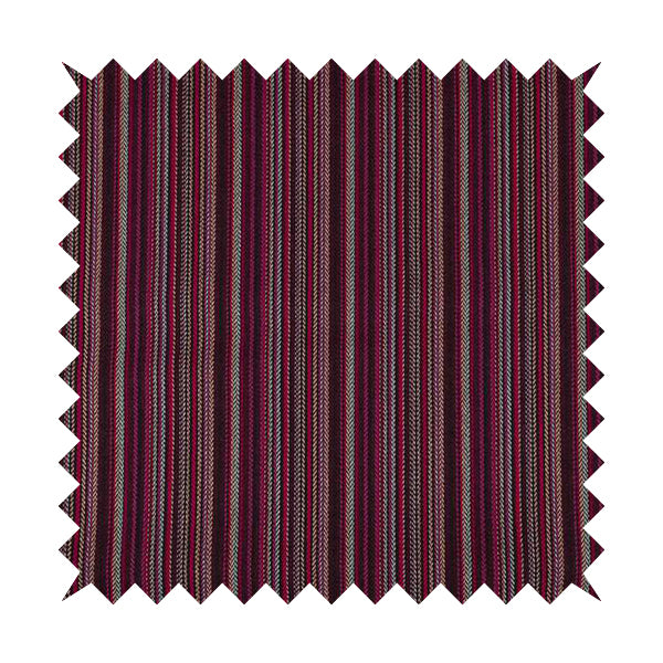 Luther Striped Pattern Purple Coloured Durable Chenille Material Upholstery Fabric - Made To Measure Curtains