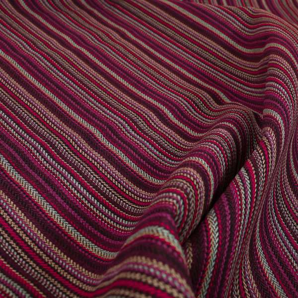 Luther Striped Pattern Purple Coloured Durable Chenille Material Upholstery Fabric - Made To Measure Curtains