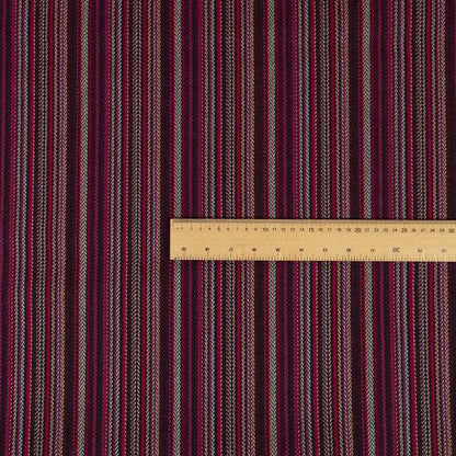 Luther Striped Pattern Purple Coloured Durable Chenille Material Upholstery Fabric - Handmade Cushions