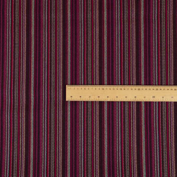 Luther Striped Pattern Purple Coloured Durable Chenille Material Upholstery Fabric - Made To Measure Curtains