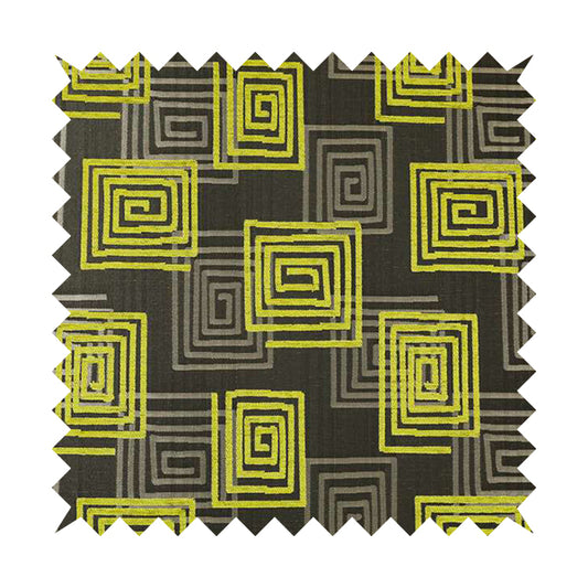 Tinto Shiny Finish Modern Geometric Pattern Chenille Upholstery Fabric In Green Colour With Silver Grey Background MSS-25