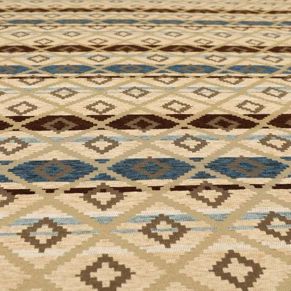 Tutti Frutti Aztec Pattern Chenille Upholstery Fabric In Brown Colour MSS-29