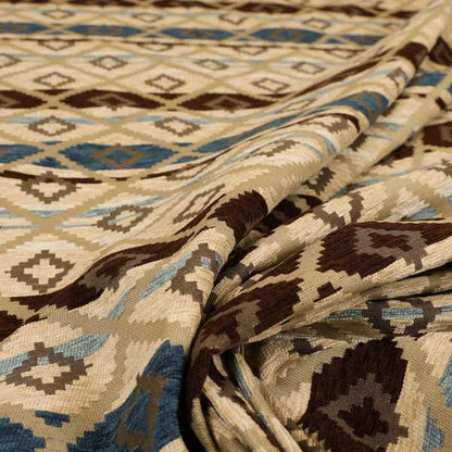 Tutti Frutti Aztec Pattern Chenille Upholstery Fabric In Brown Colour MSS-29 - Roman Blinds